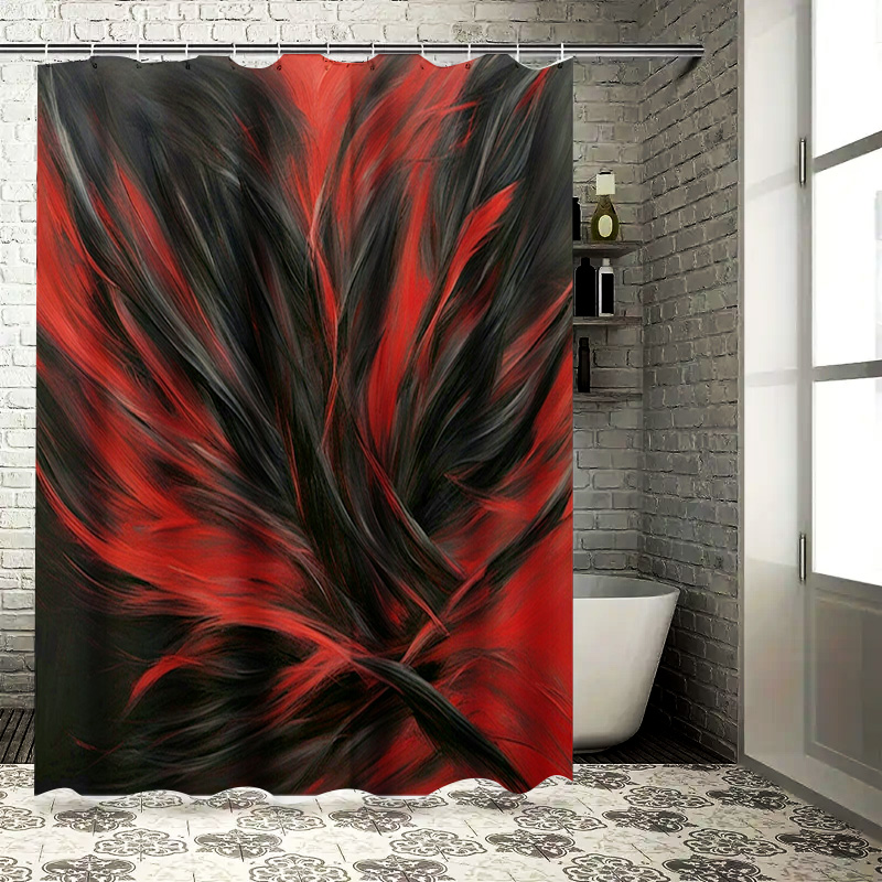 Home Decor Bathroom Ideas - Red and Black Abstract Print Shower