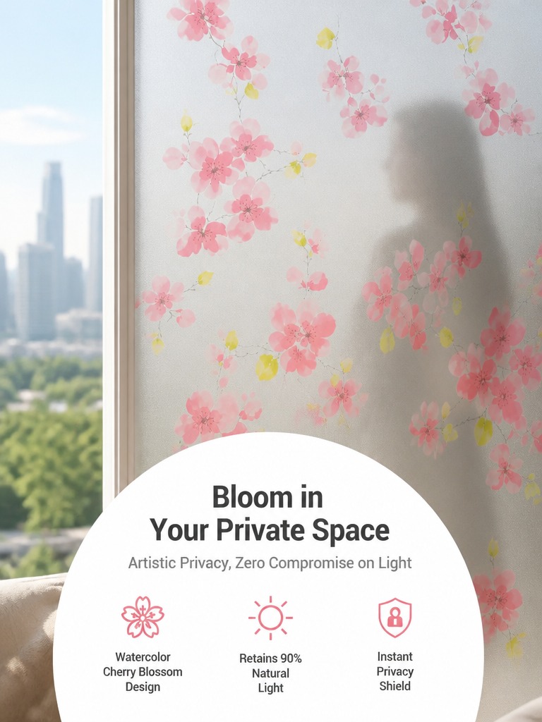 Home Office Bathroom - Frosted Privacy Window Film Translucent Light