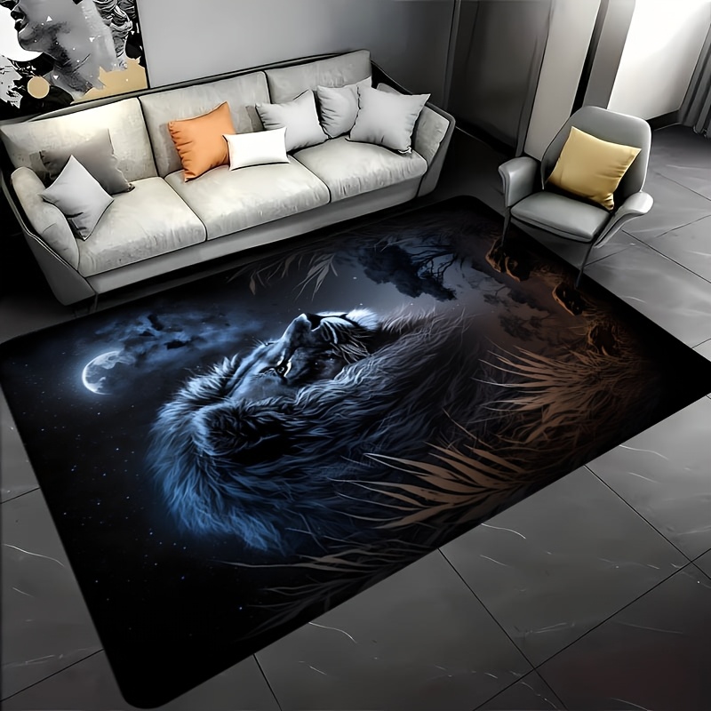 Home Toilet Bathroom Design - Starry Night Lion Floor Mat -
