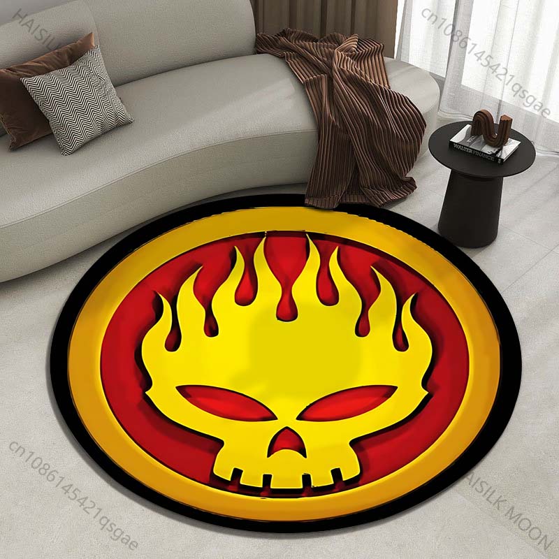 Home Toilet Bathroom Design - Fiery Skull Emblem Design Printed round