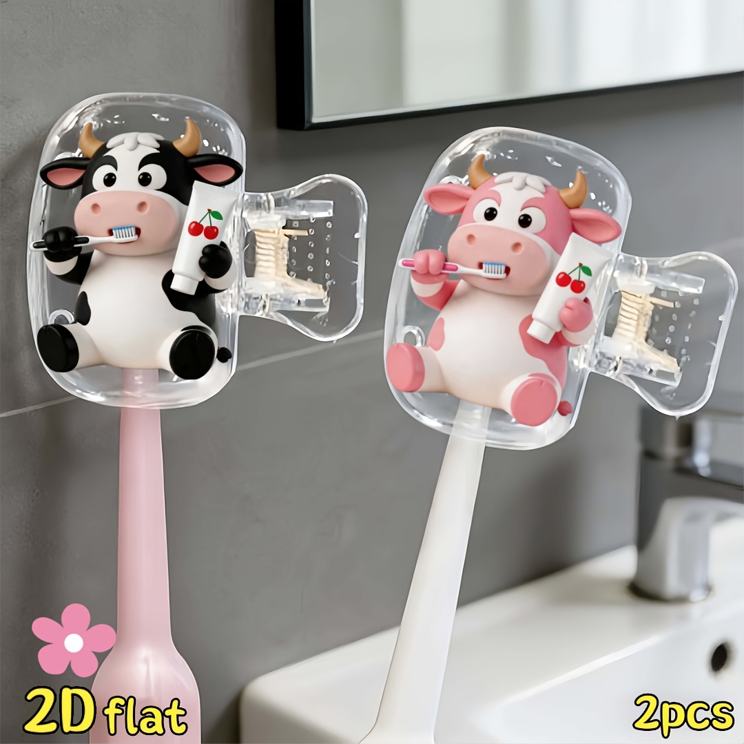 Home Essentials Bathroom Storage - 2pcs Cow Toothbrush Holder Travel and