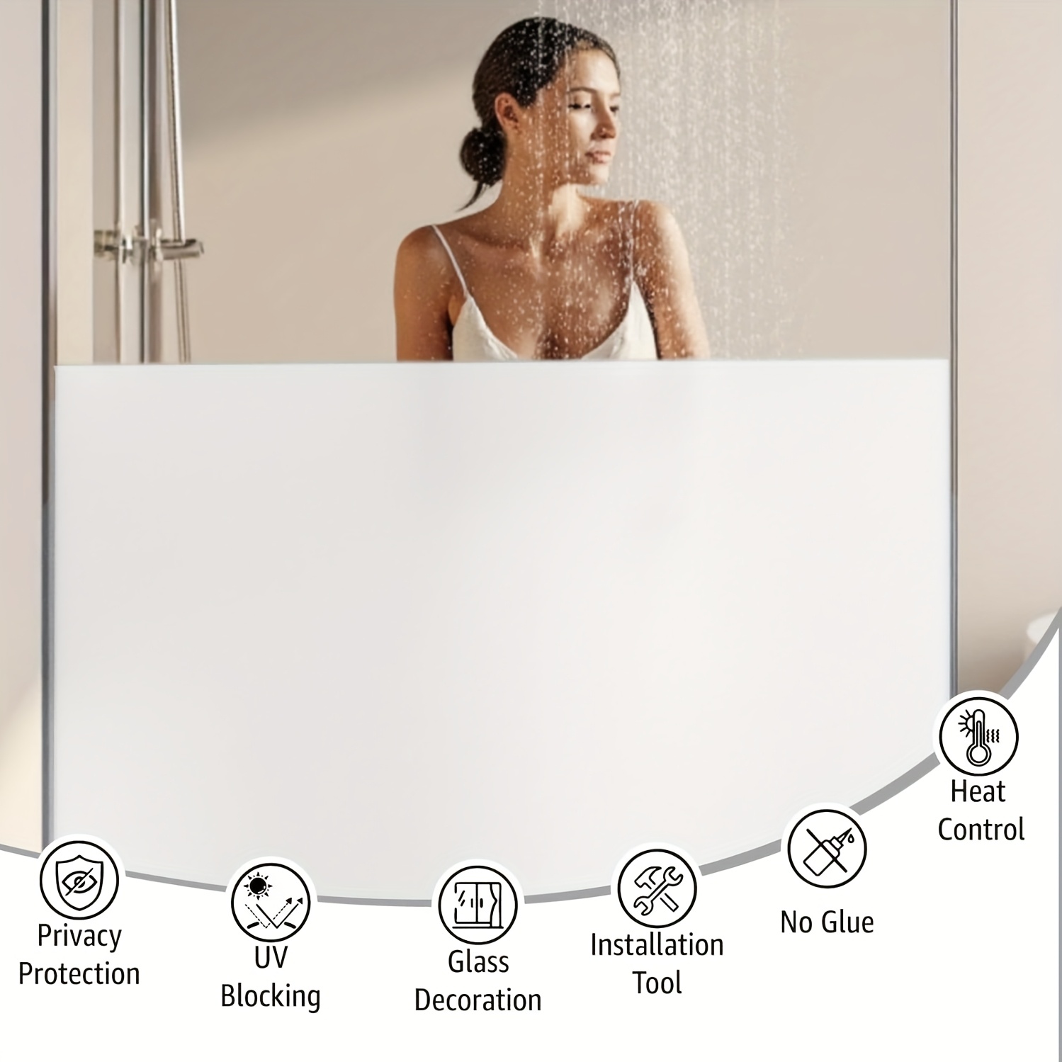 Home Office Bathroom - White Frosted Privacy Window Film Static
