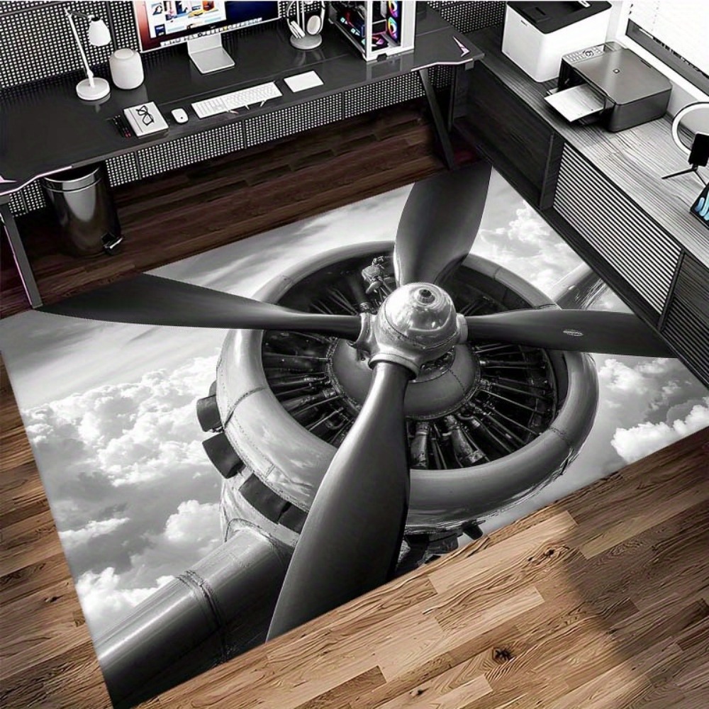 Jet Home Bathroom Mats - Aviation Inspired Jet Engine Propeller Floor