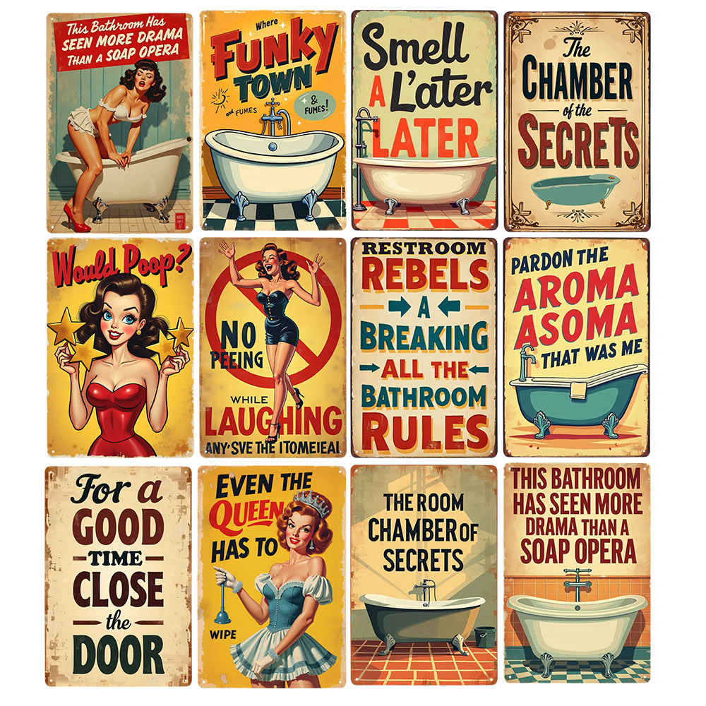 Funny Bathroom Rules Vintage M - Home Decor Bathroom Ideas 评论和价格