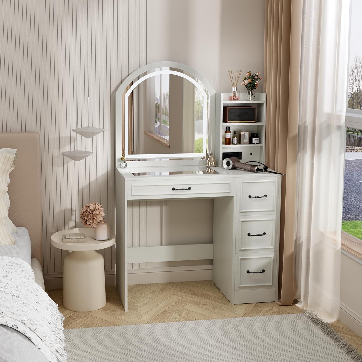 Modern Vanity Desk with Lighte - Home Outlet Bathroom Mirrors 评论和价格