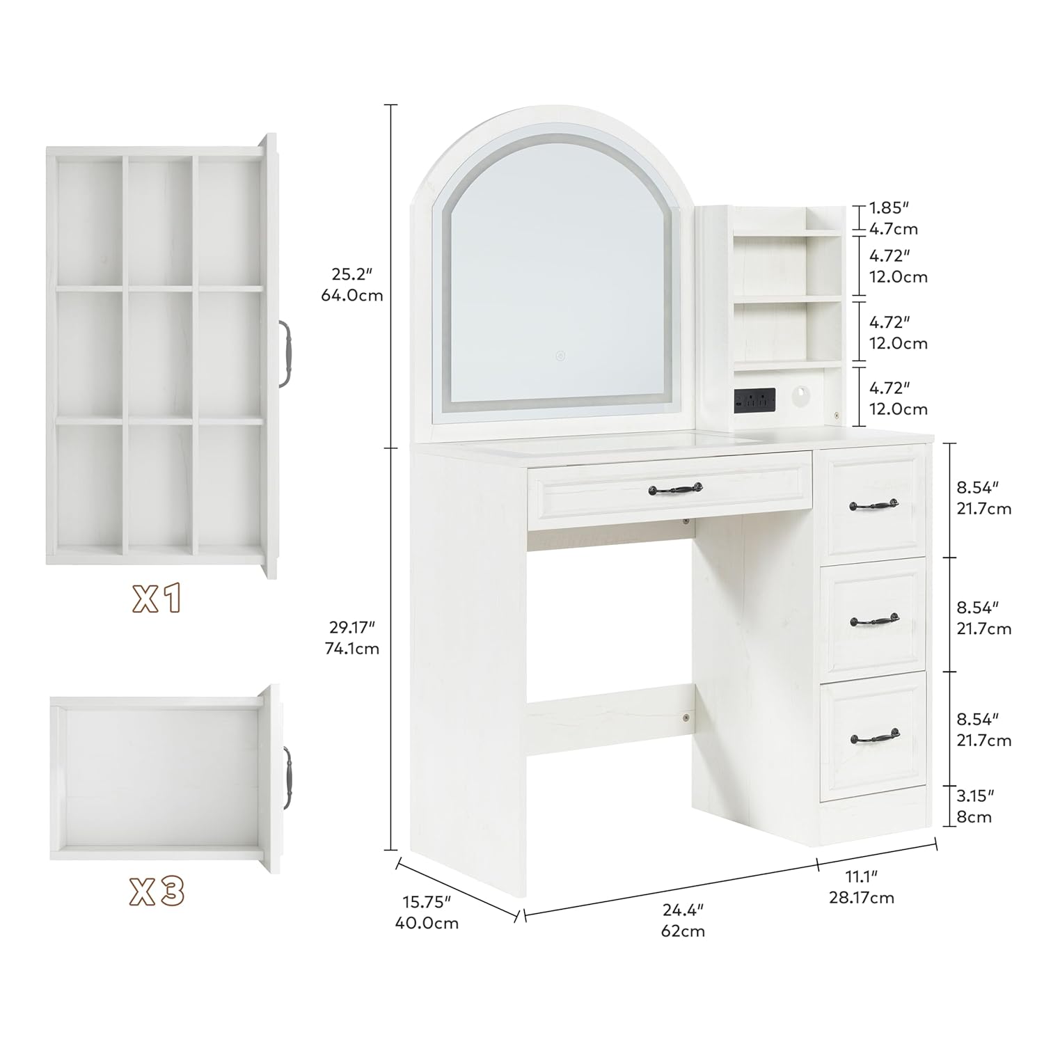 Modern Vanity Desk with Lighte - Home Outlet Bathroom Mirrors 评论和价格