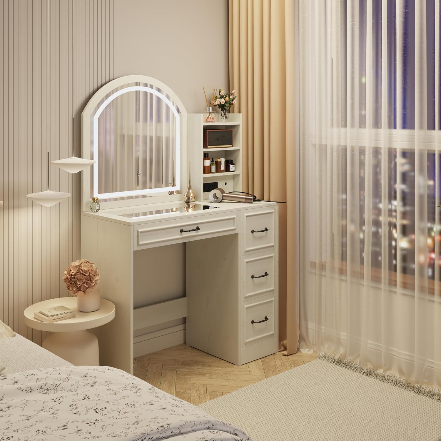 Modern Vanity Desk with Lighte - Home Outlet Bathroom Mirrors 评论和价格