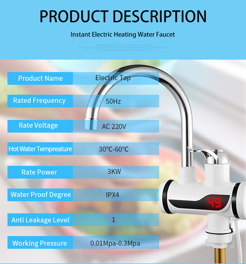3000W EU Plug Instant Electric - Home Bathroom Water Heater 评论和价格
