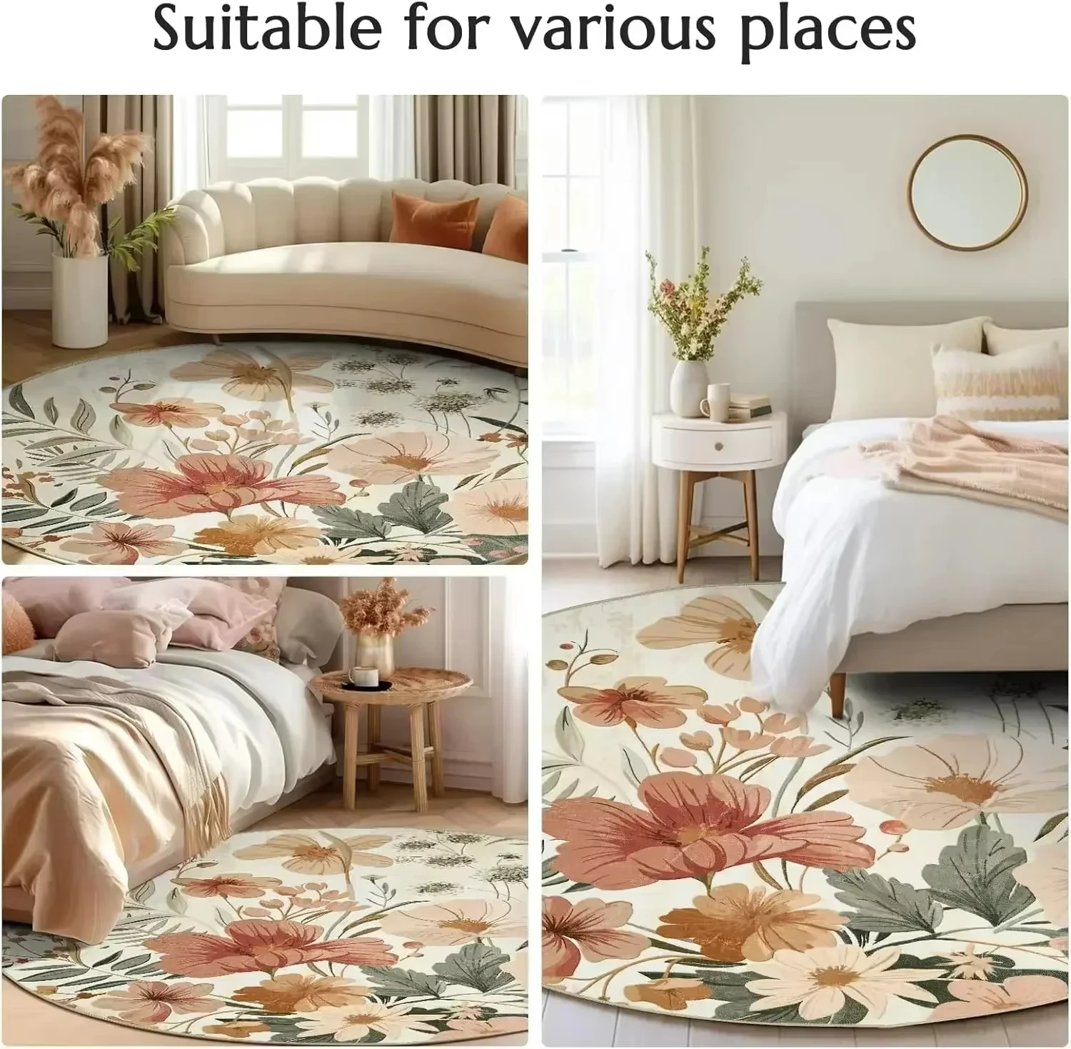 Boho Round Rug Non-Slip Retro  - Home Toilet Bathroom Design 评论和价格