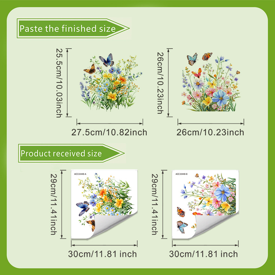 2PCS Fresh Flower & Butterfly  - Home Bathroom Floor Tiles 评论和价格