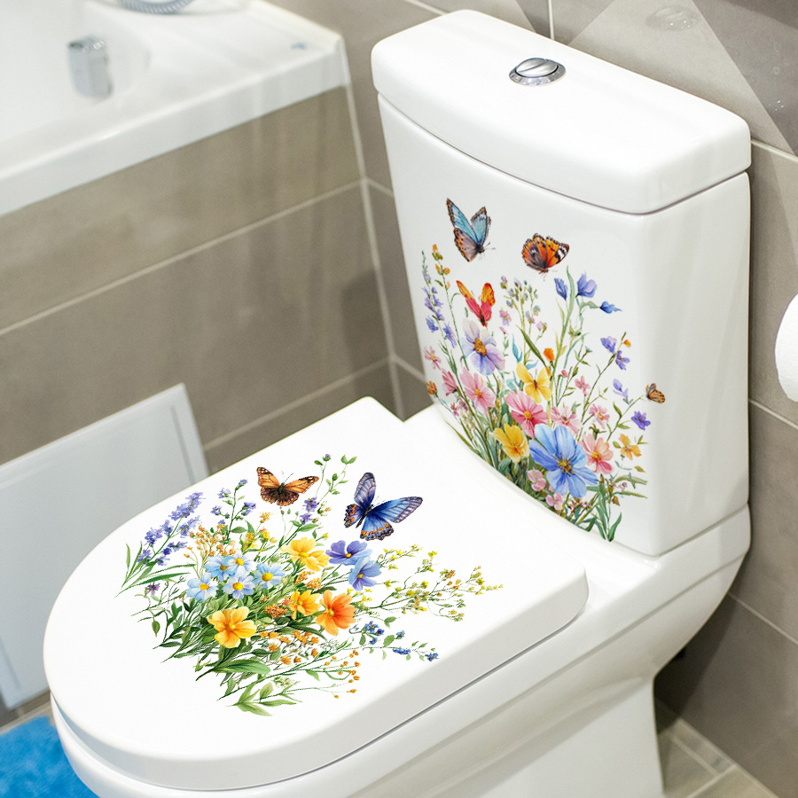 2PCS Fresh Flower & Butterfly  - Home Bathroom Floor Tiles 评论和价格