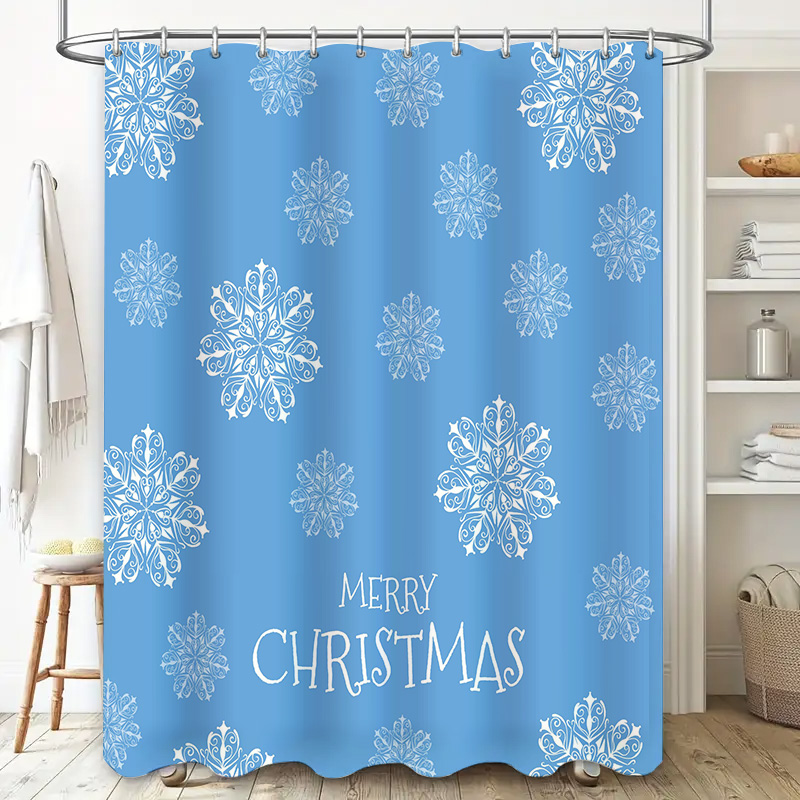 Christmas Shower Curtain Snowf - Home Decor Bathroom Ideas 评论和价格