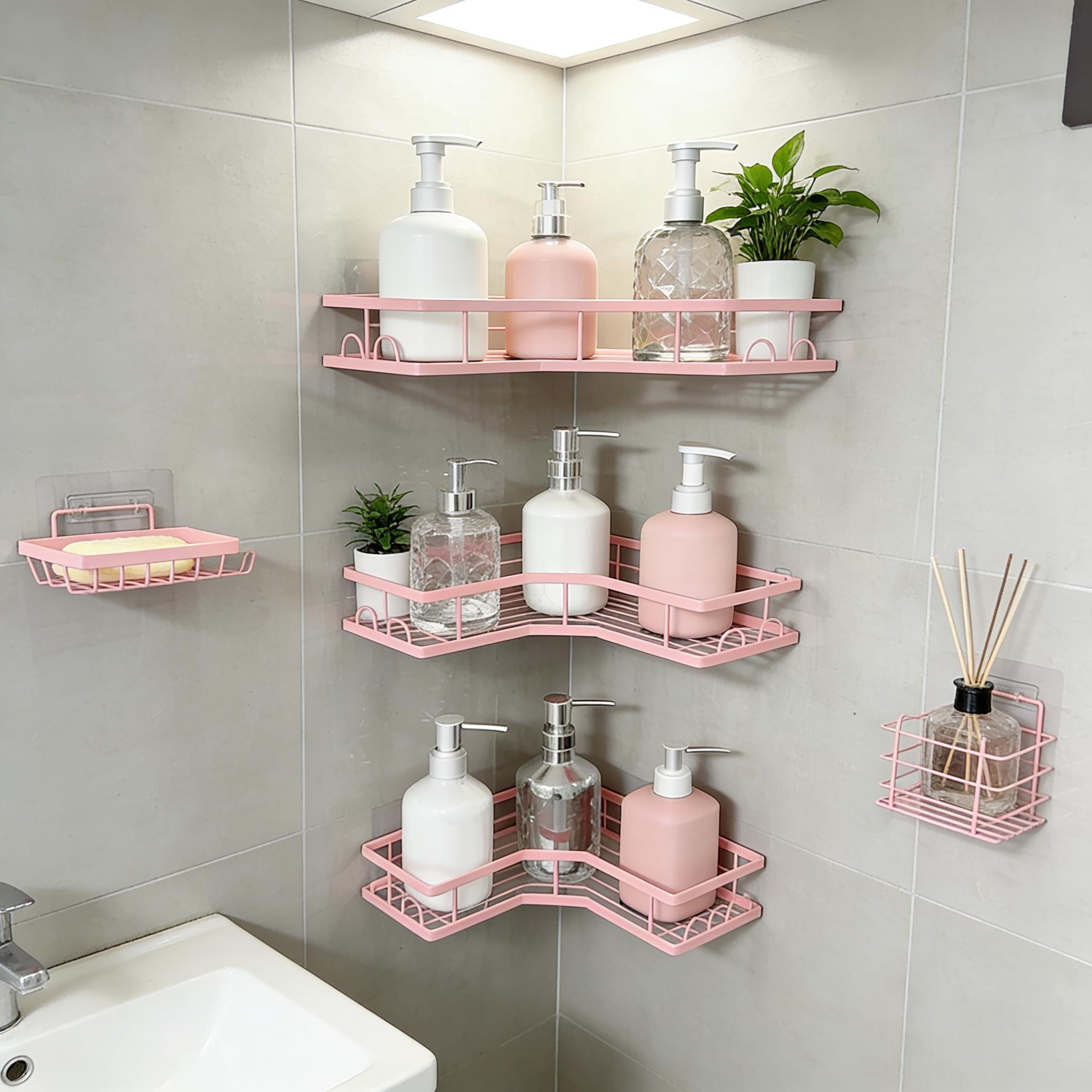 5Pcs Minimalist Pink Shower Or - Home Essentials Bathroom Storage 评论和价格