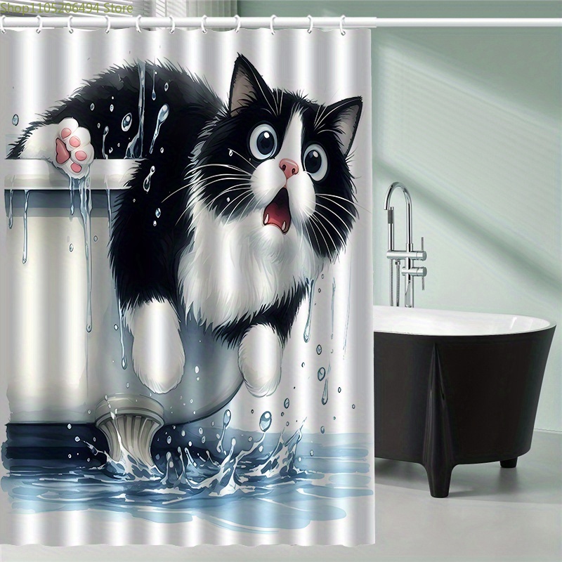 Funny Cat Jumping from Bathtub - Home Decor Bathroom Ideas 评论和价格