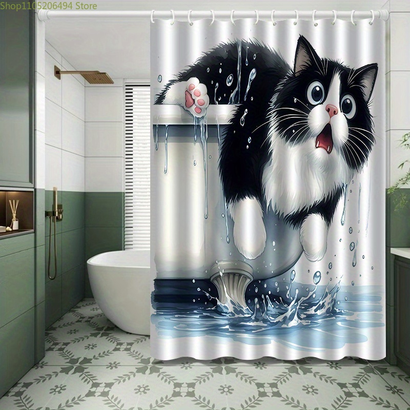Funny Cat Jumping from Bathtub - Home Decor Bathroom Ideas 评论和价格
