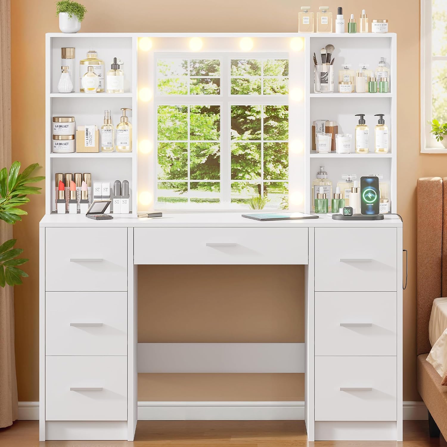 Large Vanity Desk with LED Mir - Home Outlet Bathroom Mirrors 评论和价格