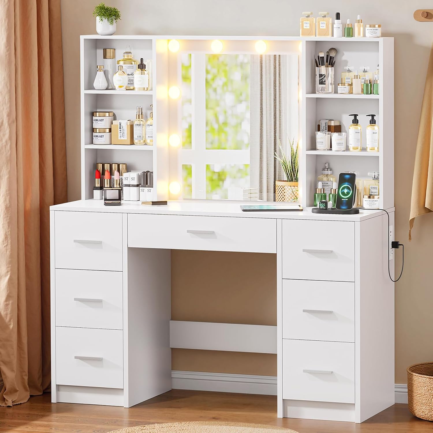 Large Vanity Desk with LED Mir - Home Outlet Bathroom Mirrors 评论和价格
