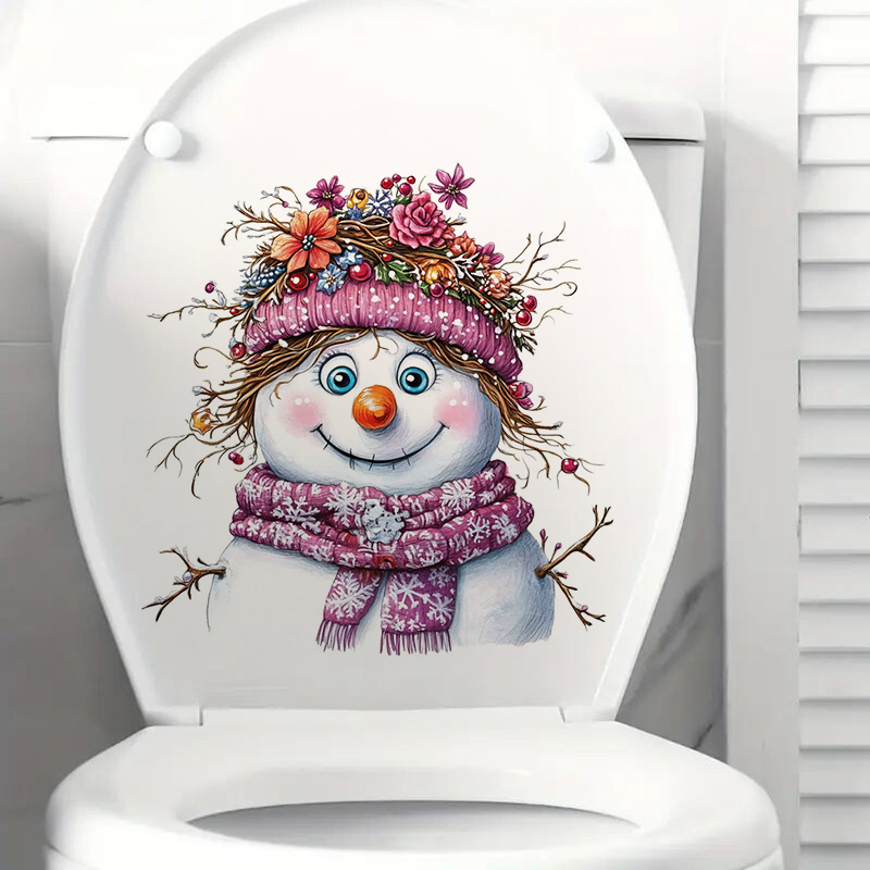 Funny Whimsical Snowman Sticke - Home Bathroom Floor Tiles 评论和价格
