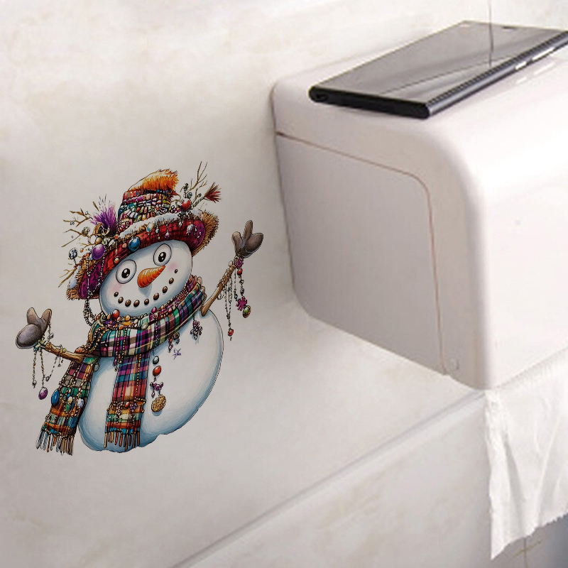 Funny Whimsical Snowman Sticke - Home Bathroom Floor Tiles 评论和价格