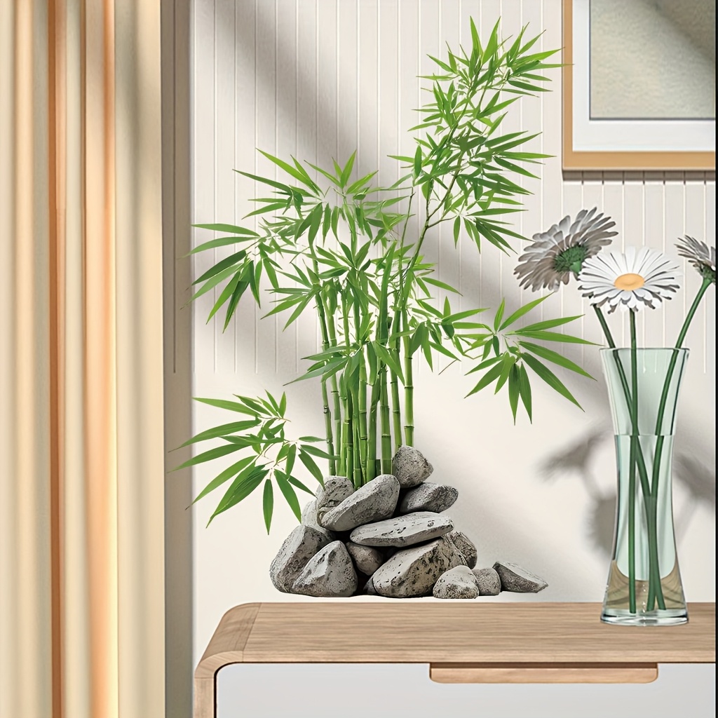 Watercolor Green Bamboo Leaf P - Home Bathroom Floor Tiles 评论和价格