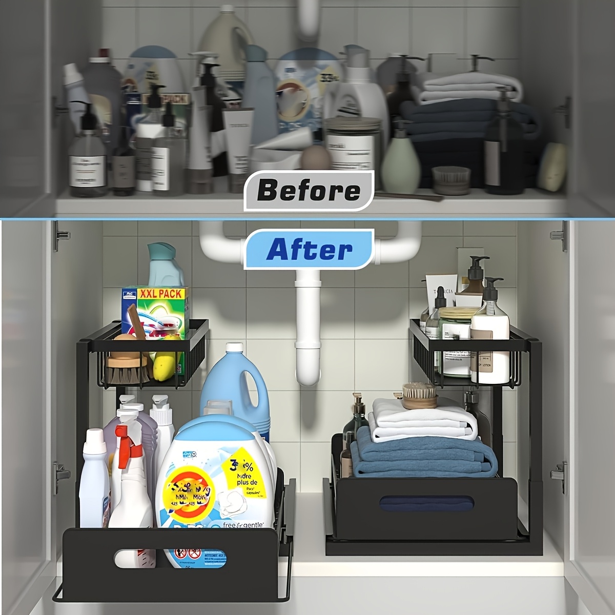 Under Sink Kitchen Storage Rac - Home Essentials Bathroom Cabinet 评论和价格
