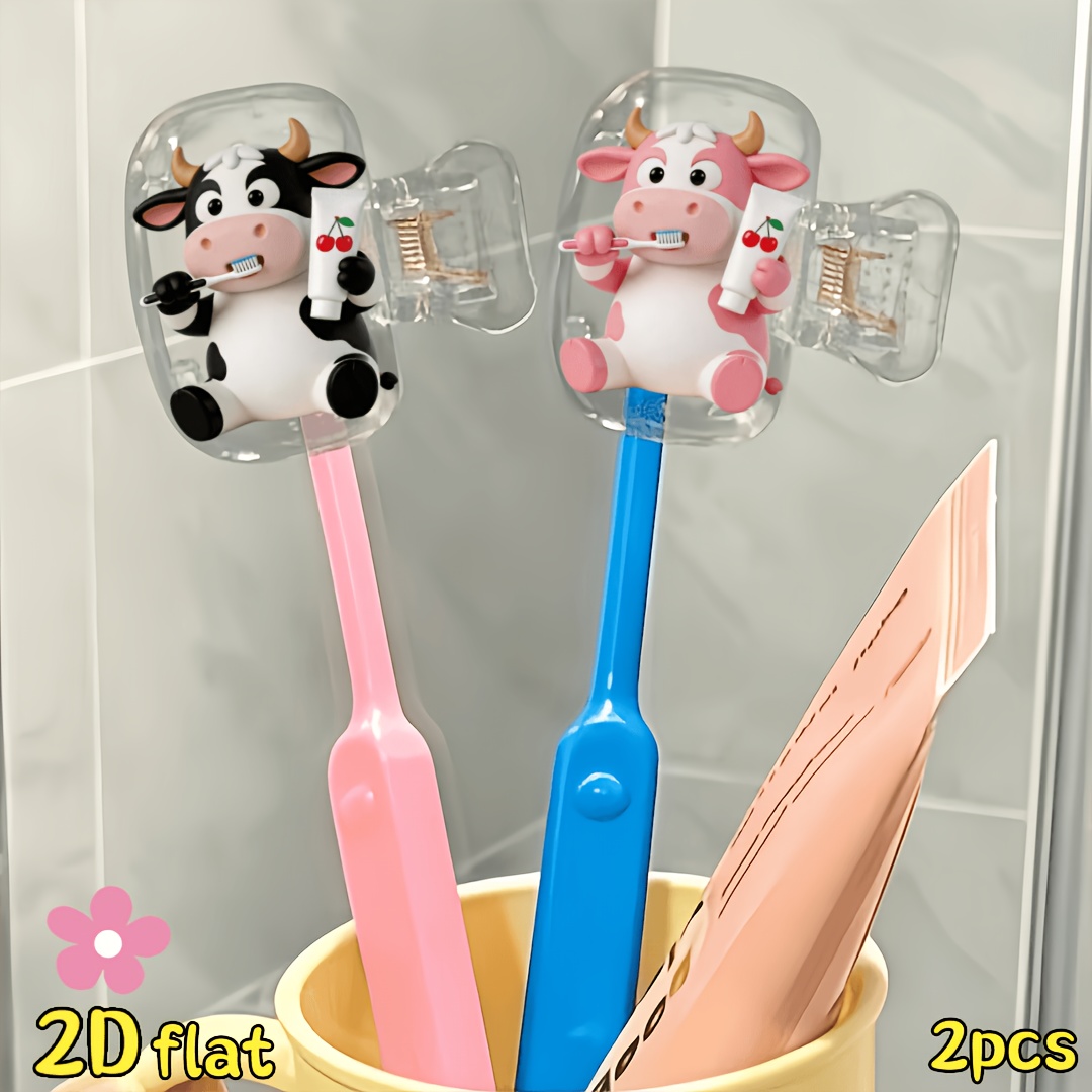 2pcs Cow Toothbrush Holder Tra - Home Essentials Bathroom Storage 评论和价格