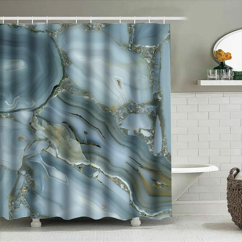 Blue Marble Shower Curtain Wat - Home Bathroom Images 评论和价格