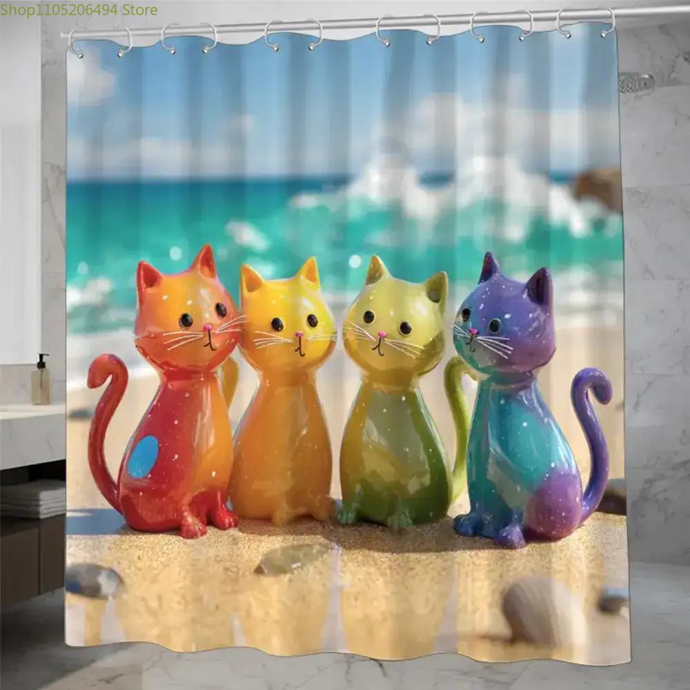 Colorful Rainbow Cats Shower C - Home Decor Bathroom Ideas 评论和价格