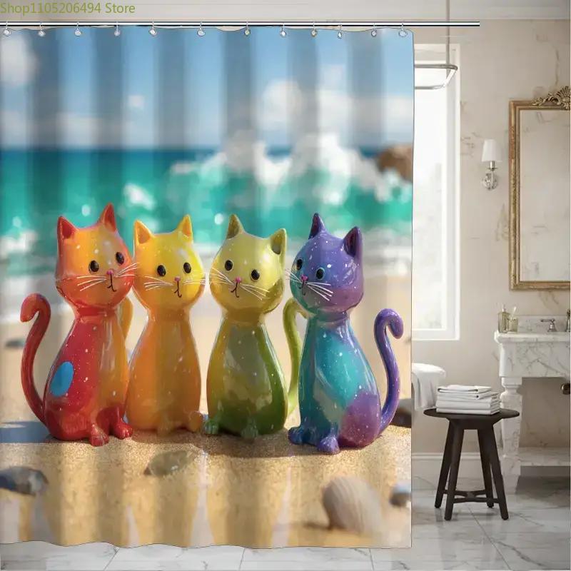 Colorful Rainbow Cats Shower C - Home Decor Bathroom Ideas 评论和价格
