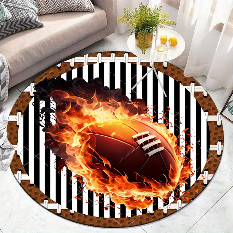 Flaming Football Round Rug for - Home Decor Bathroom Ideas 评论和价格