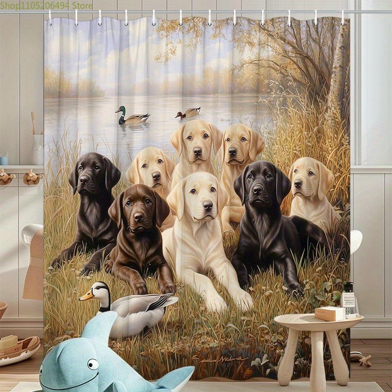 Labrador Dog Family Shower Cur - Home Decor Bathroom Ideas 评论和价格