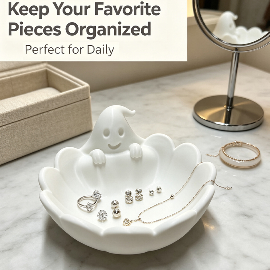 Matte White 3D Cute Ghost-Shap - Home Essentials Bathroom Storage 评论和价格