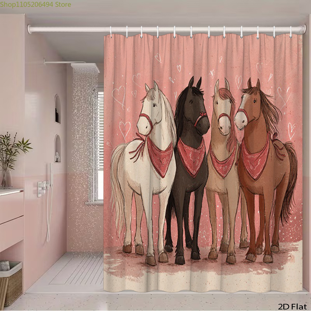 Cute Horses Shower Curtain, Ca - Home Decor Bathroom Ideas 评论和价格